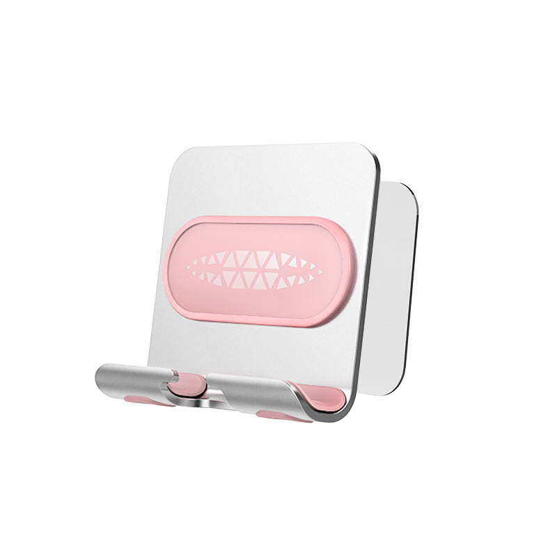 Wall Mount Phone Holder Wall Phone Stand Mount with Adhesive Strip for Bathroom,Kitchen,Office and More ,Compatible with All Phones and Mini Tablet(Silver/Pink)