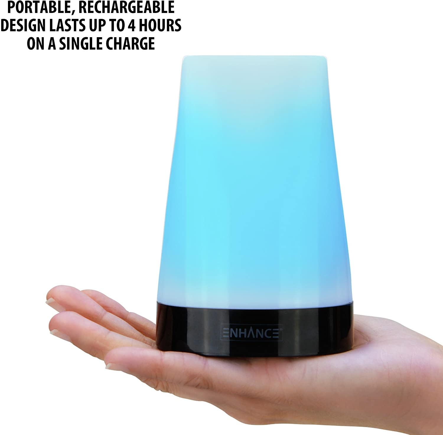 ENHANCE Portable Table Lamp - Dimmable Desk Lamp with 3 Brightness Levels with 256 Color Changing Breathing Mode - USB Charged and Touch Tap Controls - Great for Bedsides and Tabletops