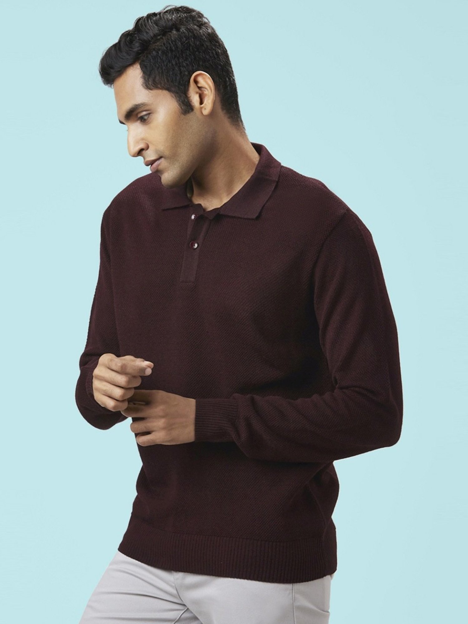Byford by Pantaloons Wine Regular Fit Sweater
