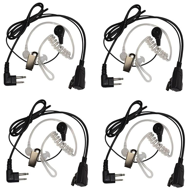 4Pack Hands Free 2Pin Headset with Earpiece and Microphone Compatible with Bearcom Radio Devices BC10 BC20 BC90 BC95 BC120 BC130 Black BoxBlack Box Plus