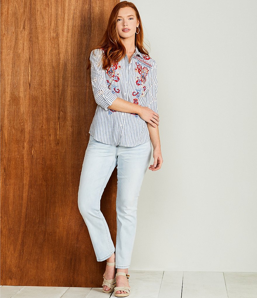 Reba Guiliana Flared Leg Mid Rise Ankle Jeans