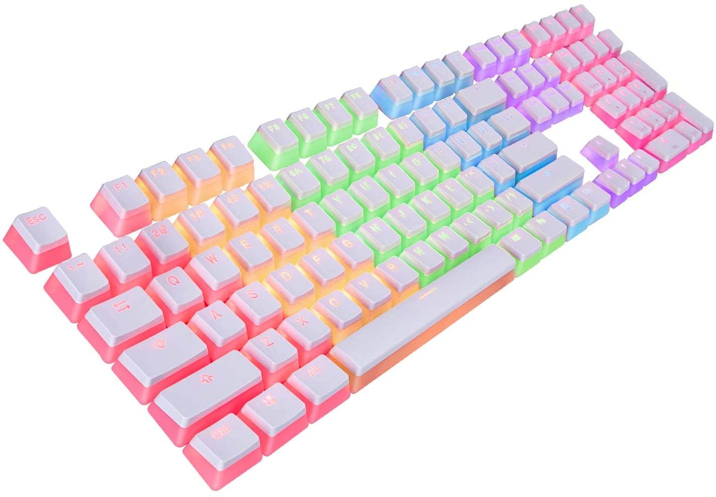 Havit Keycaps 60 87 104 Double Shot Backlit PBT Pudding Keycap Set with Puller for DIY Cherry MX RGB Mechanical Keyboard (Black)
