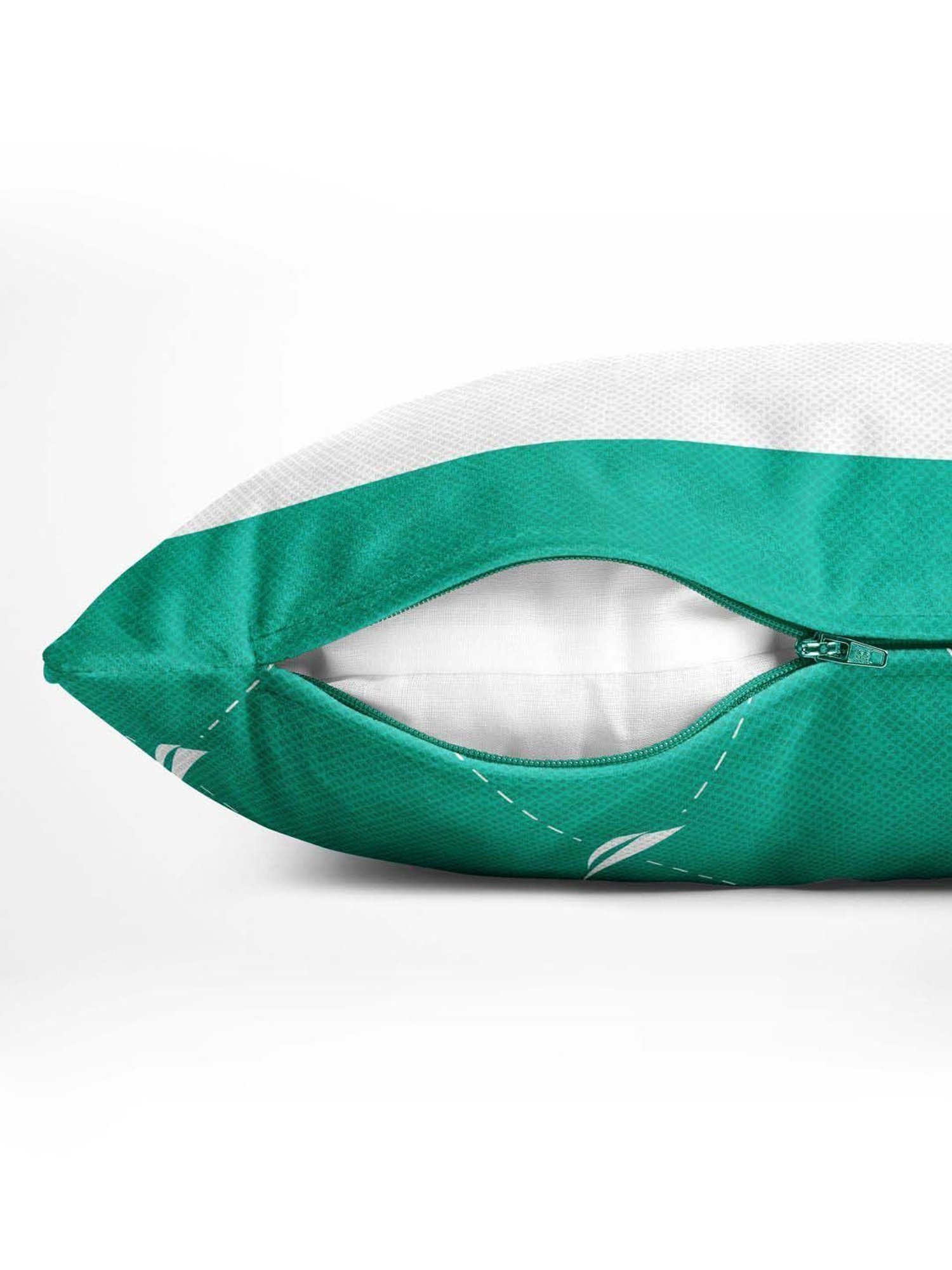 Nautica Logo Stripe Forest Green & Mint Microfibre 300 GSM Premium Cushion Covers - Set of 2