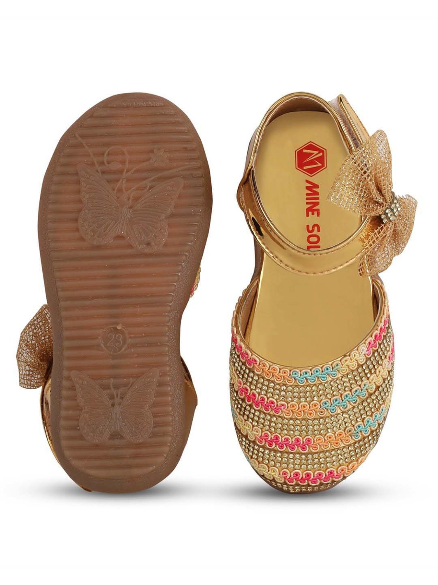 Minesole Kids Golden Ethnic Sandals