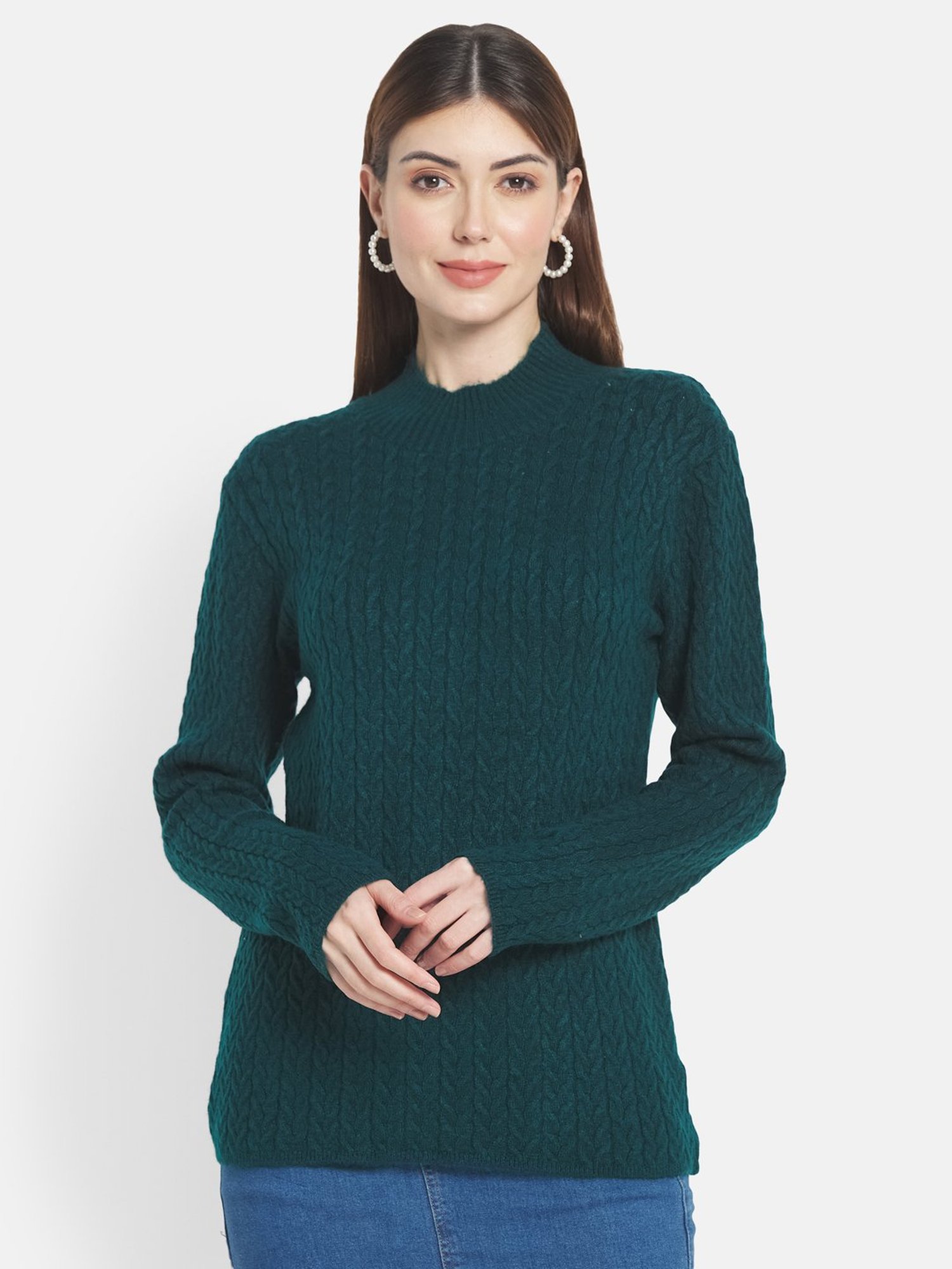METTLE Green Self Pattern Pullover
