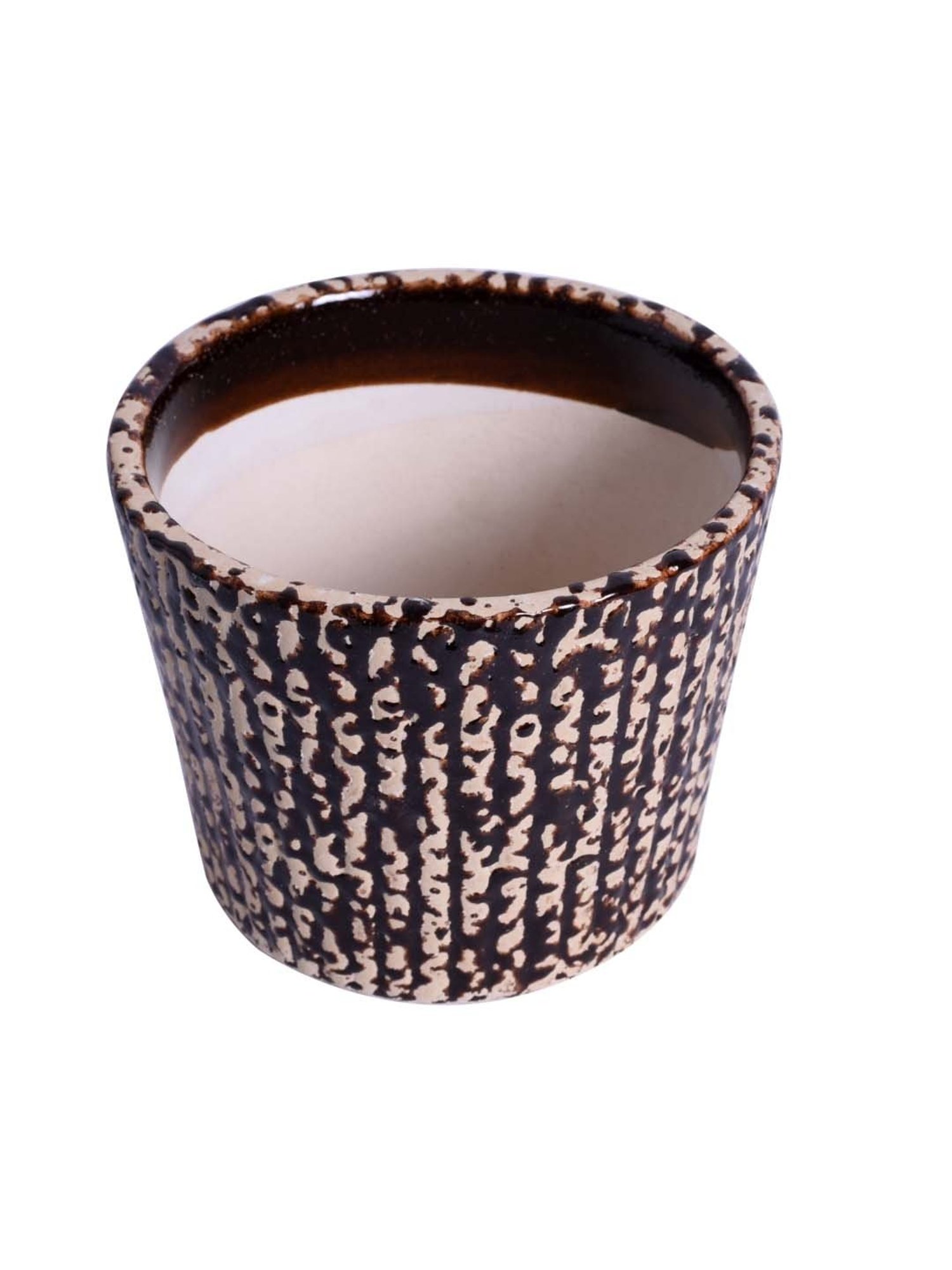 Unravel India Black & Pink Ceramic Glazed Table Top Planter - Set of 1