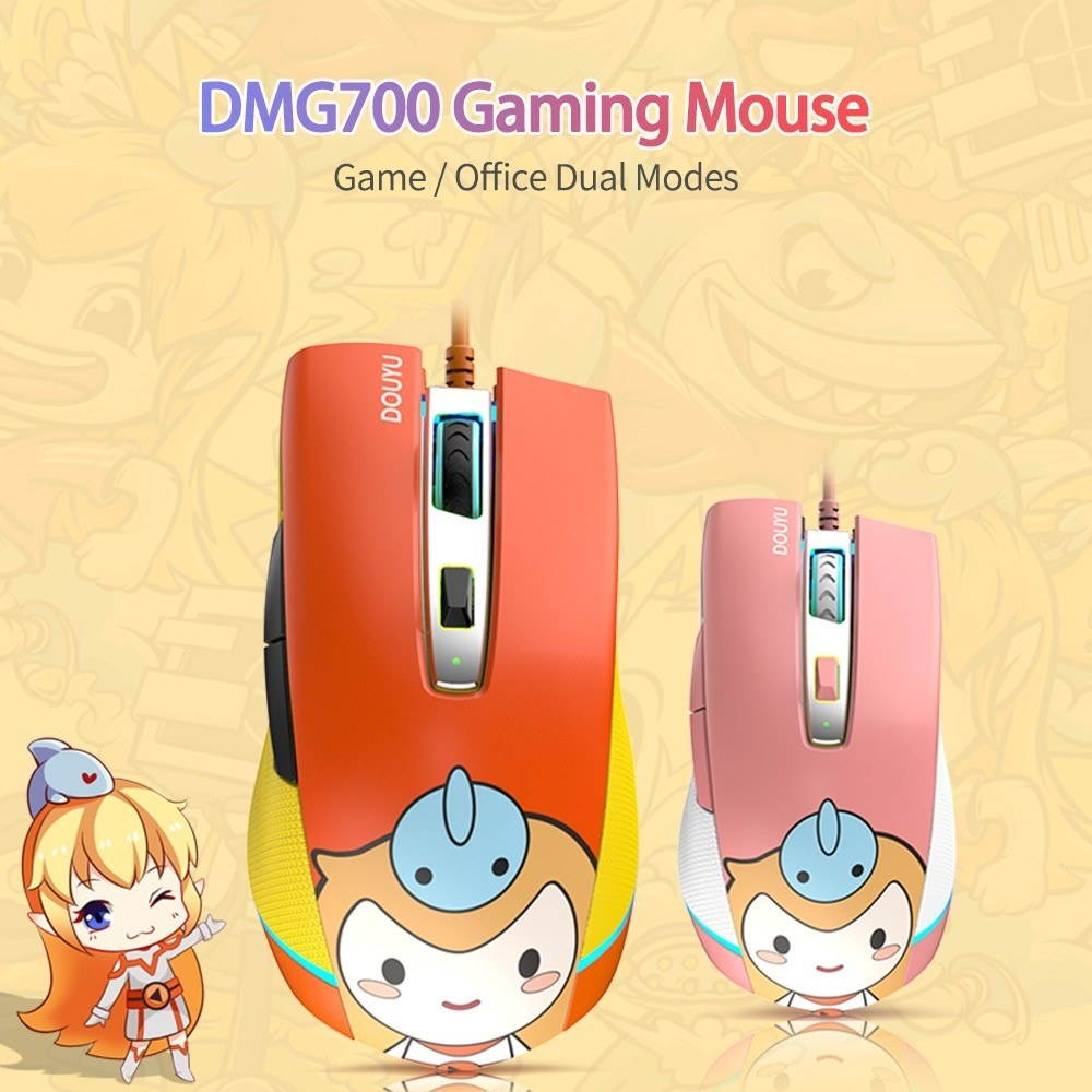 DMG700 Wired Gaming Mouse 16000DPI Game/Office Dual Modes Mice Laptop Desktop PC Accessory Orange