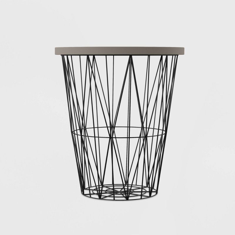 Rosin Patio Accent Table - Cement Gray with Black - Aiden Lane