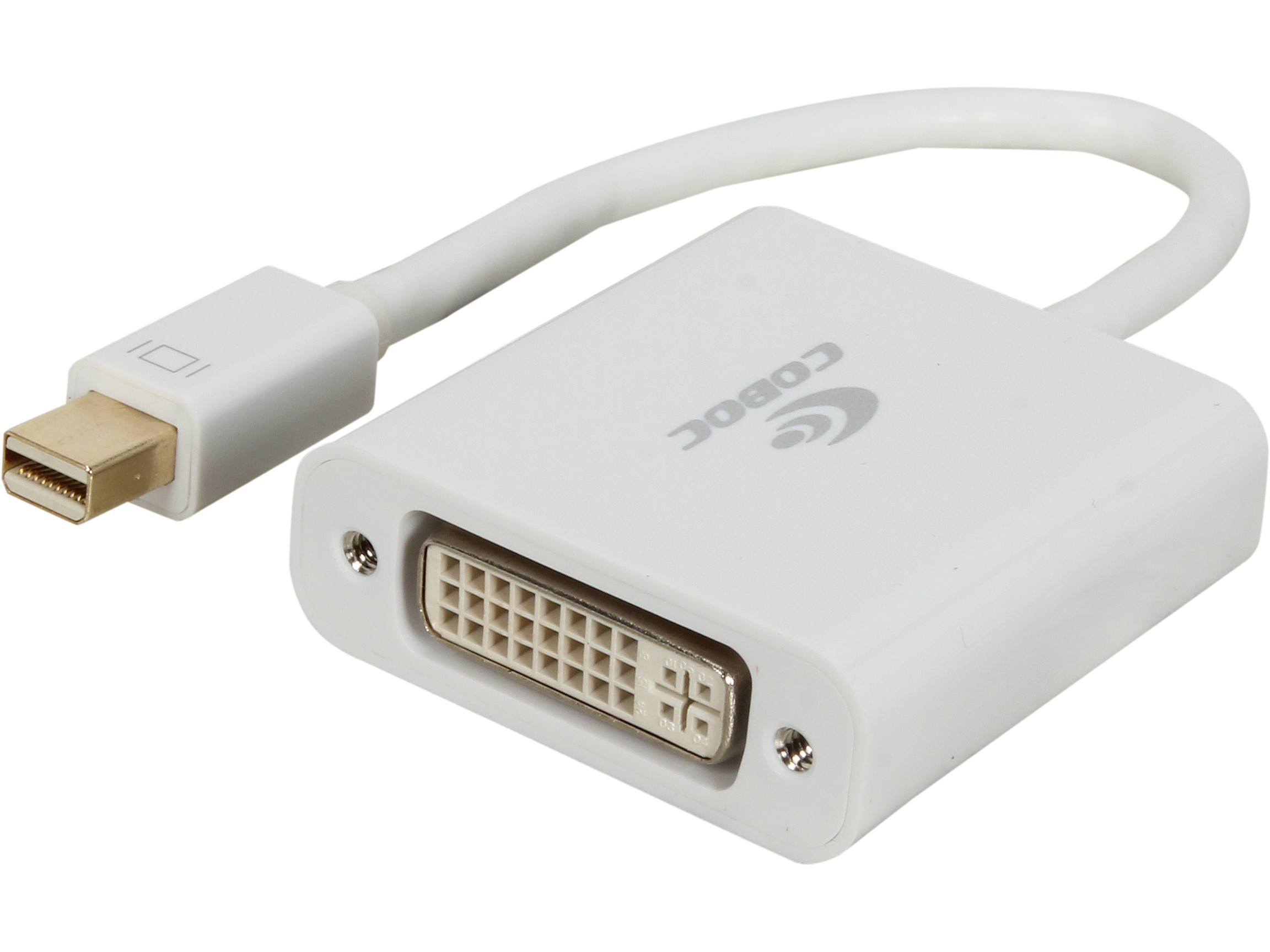 Coboc CL-AD-MDP2DVI-6-WH Mini DP DisplayPort to DVI Video Adapter Converter Compatable with Thunderbolt MacBook