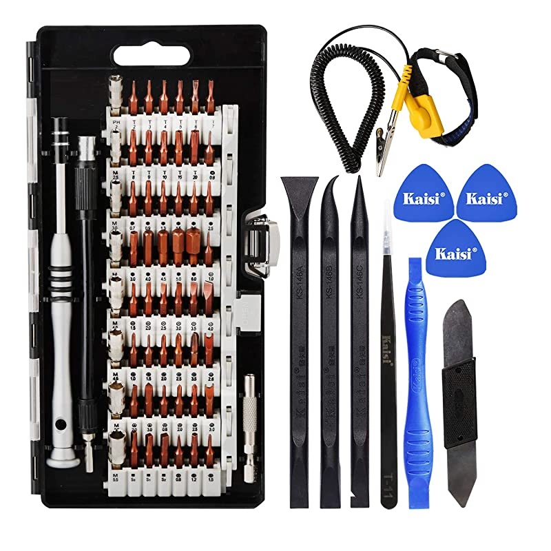 70 in 1 Precision Screwdriver Set Professional Electronics Repair Tool Kit with 56 Bits Magnetic Driver Kit Anti Static Wrist Band Spudgers for Tablet Macbook PC iPhone Xbox Game Console