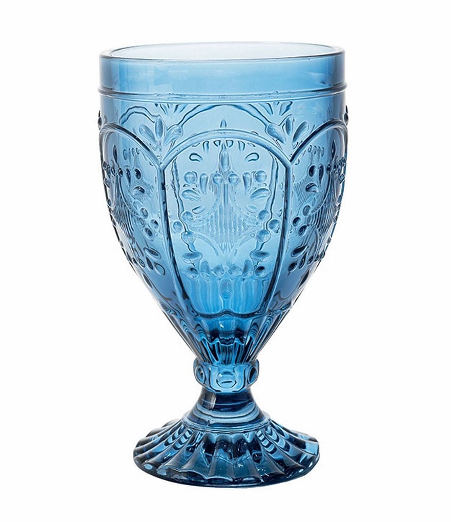 Fitz and Floyd Trestle Indigo Goblets, Set of 4