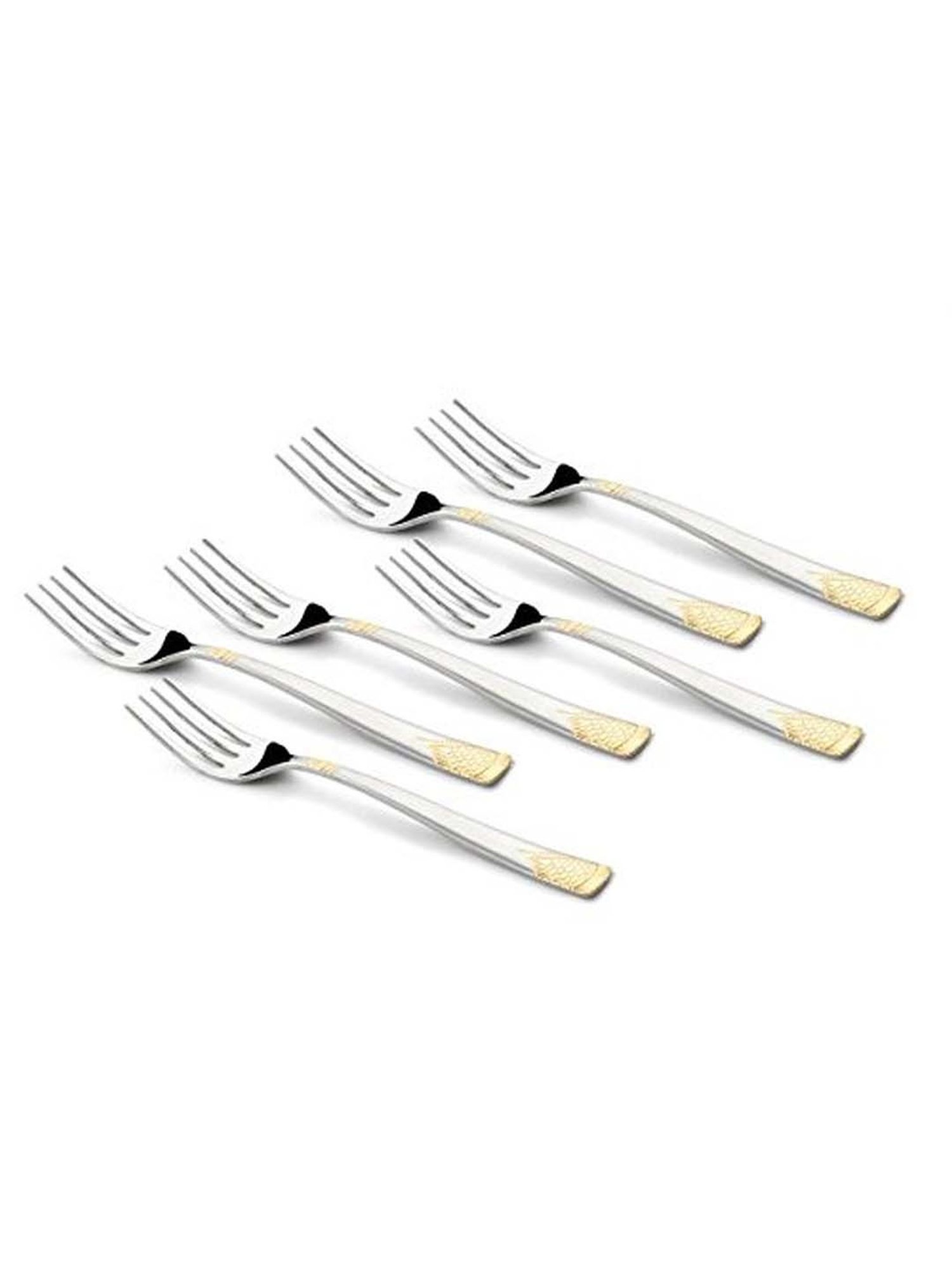 FnS August Silver & Gold Stainless Steel Dinner Fork - Set of 6