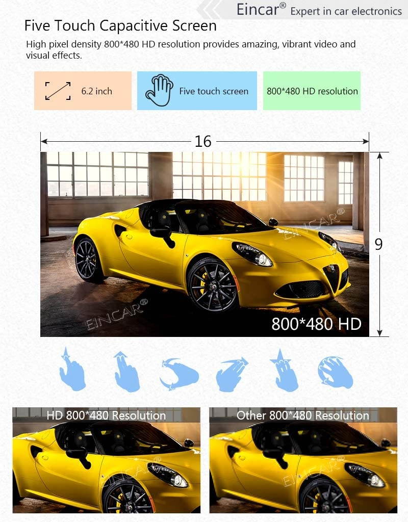 Double Din Car Stereo GPS Car Radio With Bluetooth DVD Player 2D/3D Map 6.2" Capacitive Screen Support Steering Wheel Control WiFi FM/AM/RDS Autoradio MP3 AUX IN SD USB in Dash Player