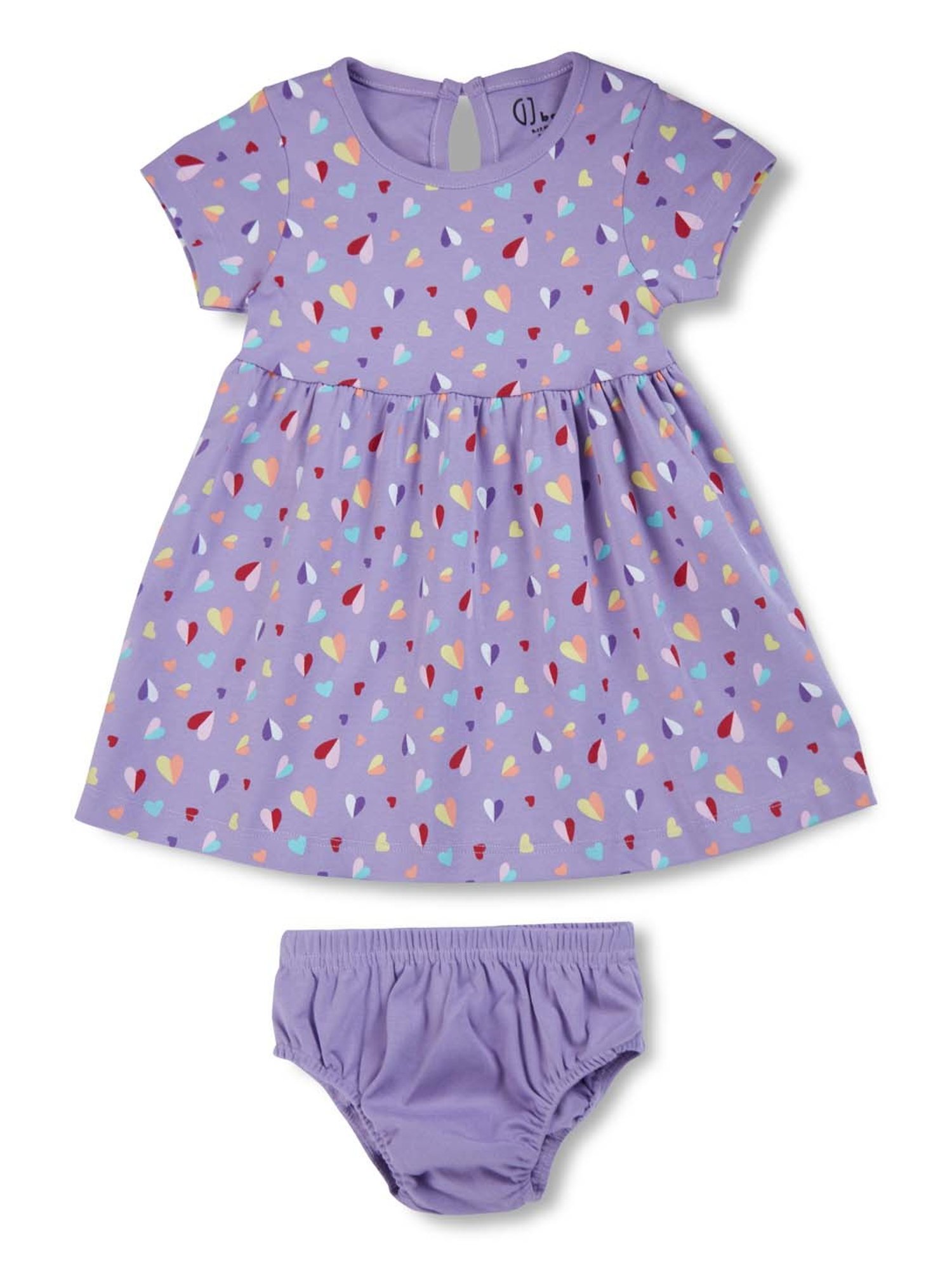 GJ baby Kids Purple Cotton Printed Dress Set