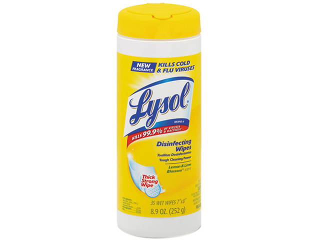 LYSOL Brand 81145 Lemon & Lime Blossom Disinfecting Wipes w/Micro-Lock Fibers, 7 x 8, 35/Canister