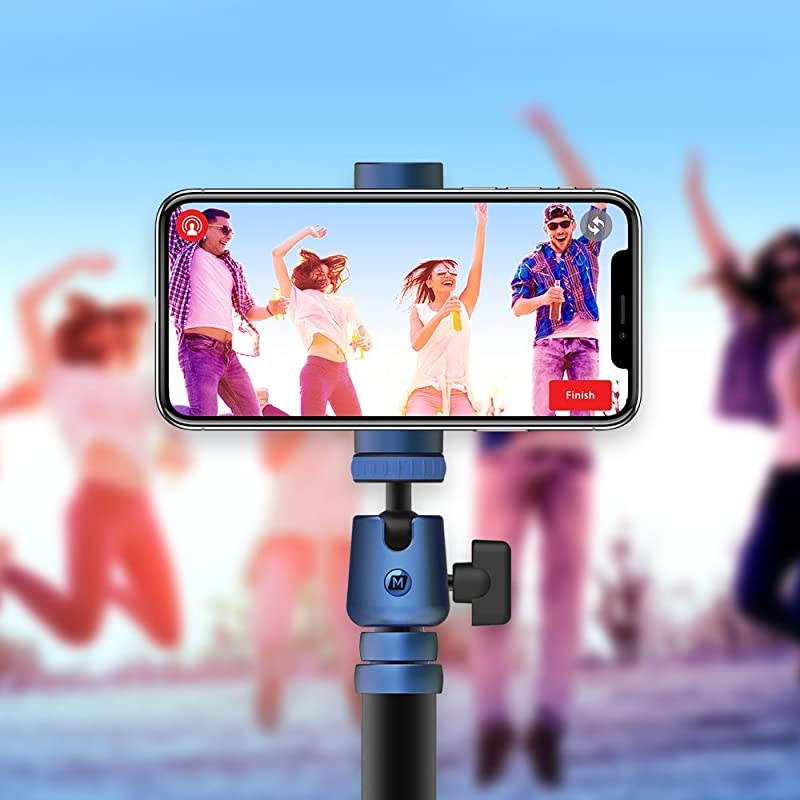 Compatible for Camera Phone Compact Aluminum Tripod,56 Inch 1.87lbs Portable Lightweight Tripod Monopod Stand with Ball Head Phone Grip and Carry Bag for DV Canon Nikon Sony DSLR Cameras (Blue)