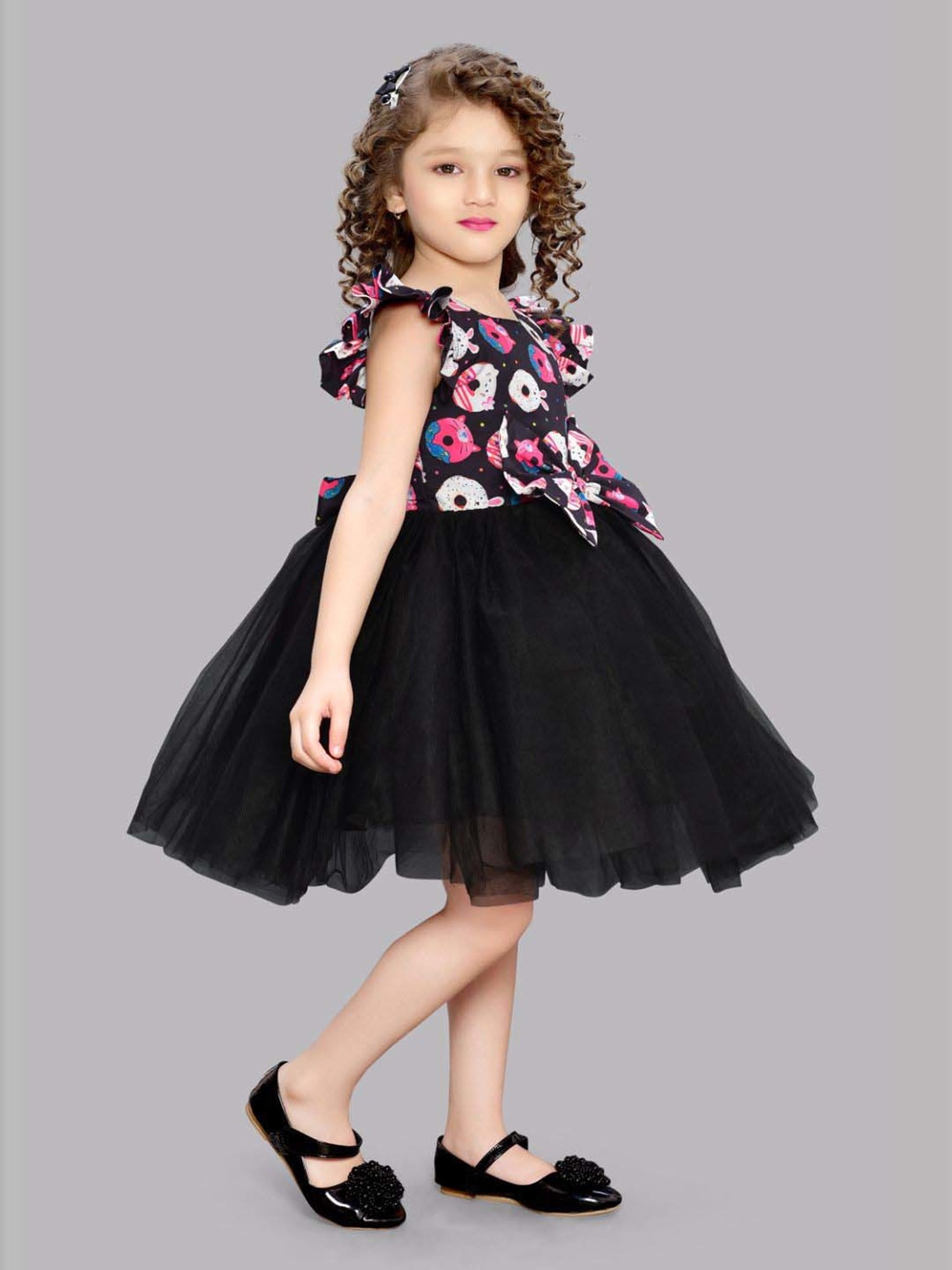 Pink Chick Kids Black Digital Print Dress