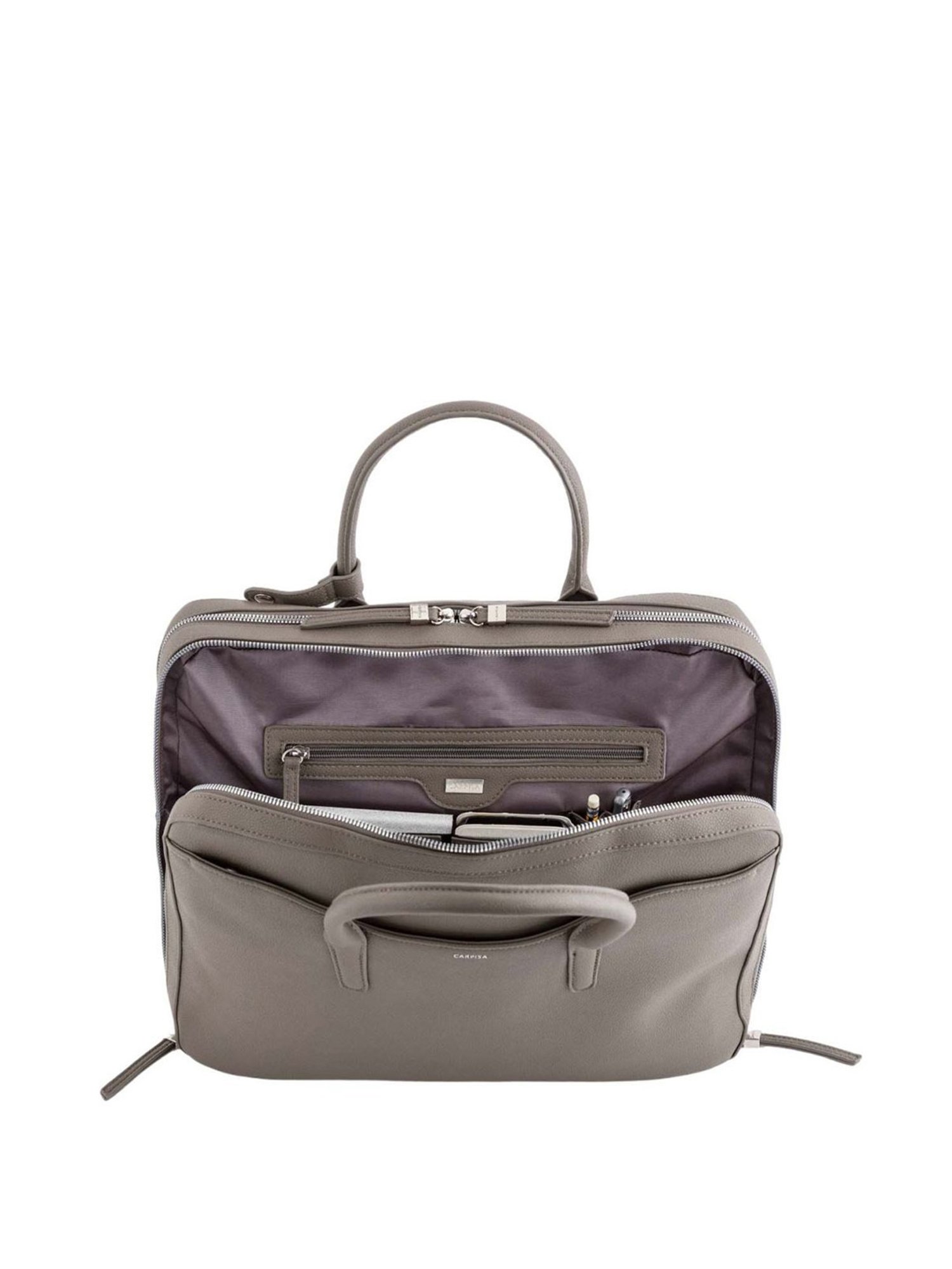 Carpisa New Mandy V2 Smoke Grey Faux Leather Solid Laptop Messenger Bag