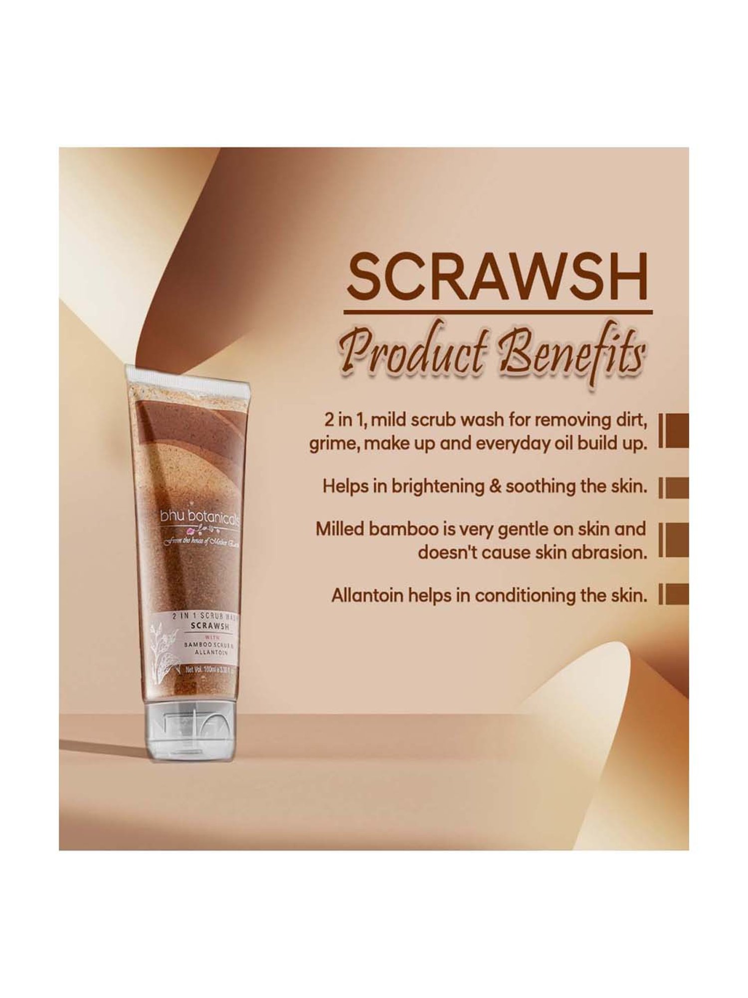 bhu botanicals Scrawsh - 2 in 1 Scrub Wash - 100 ml