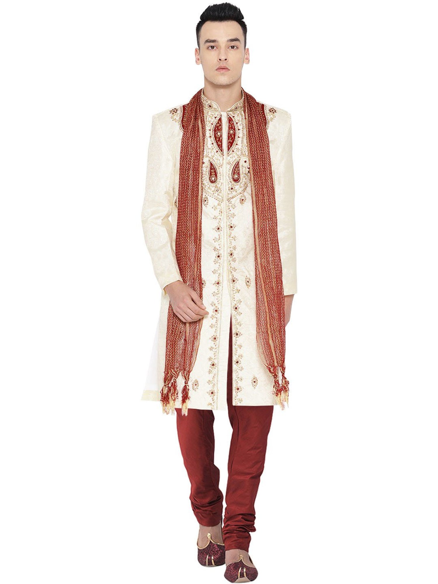 SG LEMAN Lemon Regular Fit Embellished Sherwani Set