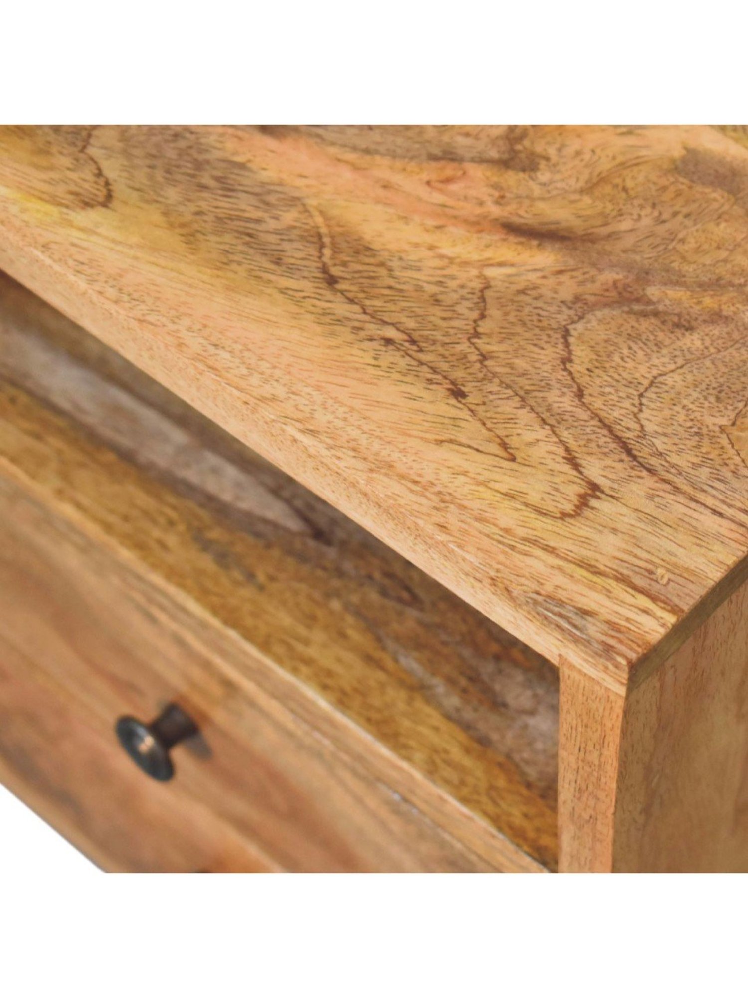 Artisan Furniture Brown Wood Mini Classic Oakish Bedside Table with Open Slot