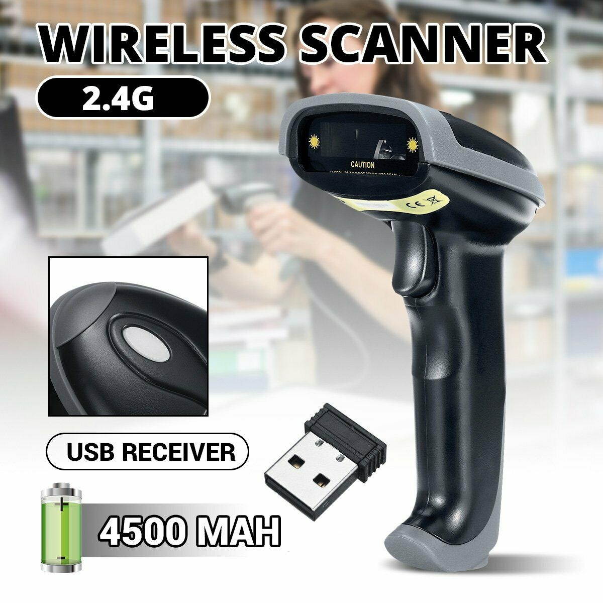 Bluetooth Wireless USB Wired Barcode Scanner Automc Laser Scan  POS Reader