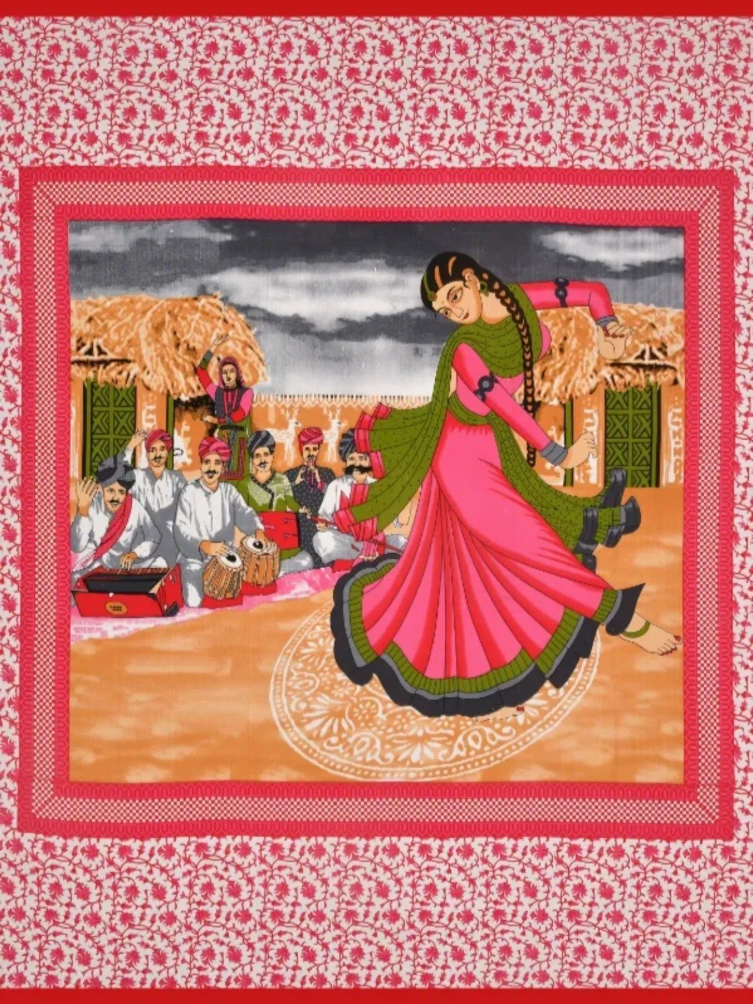 Living Roots Abstract Pink 240 TC Cotton Bedsheet with 2 Pillow Covers