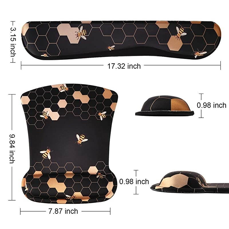 Keyboard Wrist Rest and Mouse Wrist Rest Pad Made of Memory Foam Ergonomic Support Easy Typing and Relieve Wrist Pain Perfect for Gaming Computer Office Laptop Honeycomb