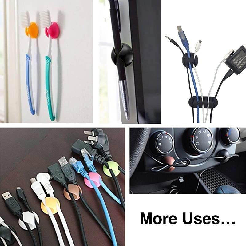 16 Pack  Multipurpose Cable Clips Holders for Organizing Cable Cords Home and Office Self Adhesive Cord Holders