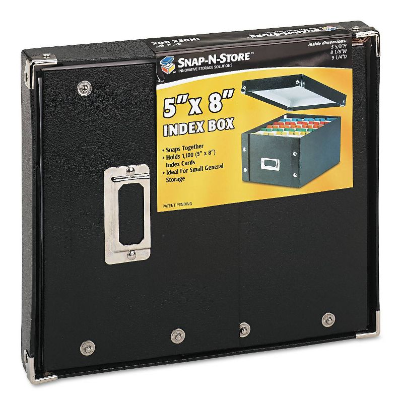 Snap-N-Store Snap 'N Store Collapsible Index Card File Box Holds 1,100 5 x 8 Cards, Black
