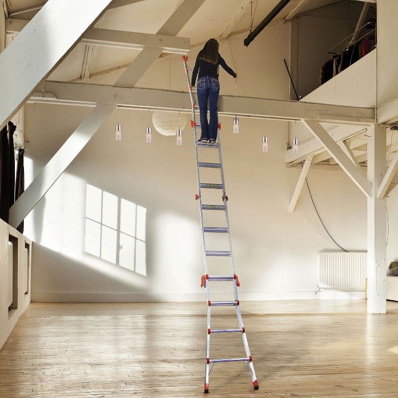 Little Giant Velocity 17 Foot Aluminum Adjustable Folding Ladder & Work Platform