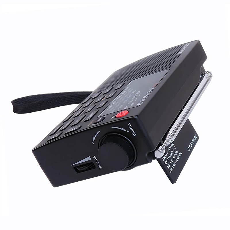 CC Skywave AM FM Shortwave Weather and Airband Portable Travel Radio with Clock and Alarm