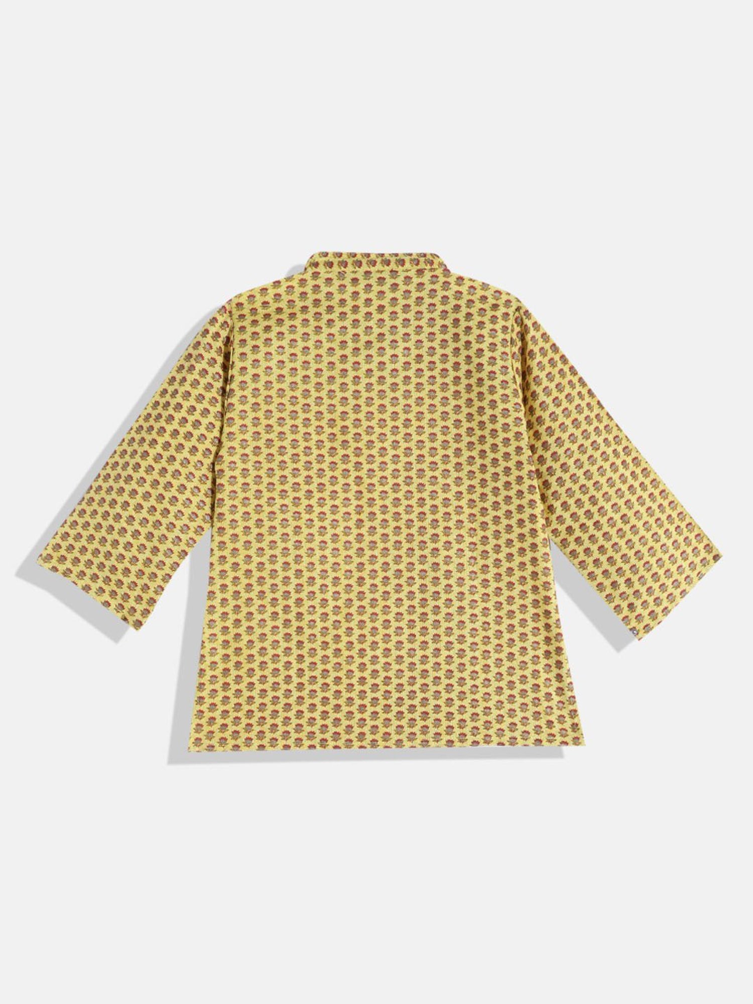 READIPRINT FASHIONS Kids Yellow & White Floral Print Full Sleeves Kurta With Pyjamas
