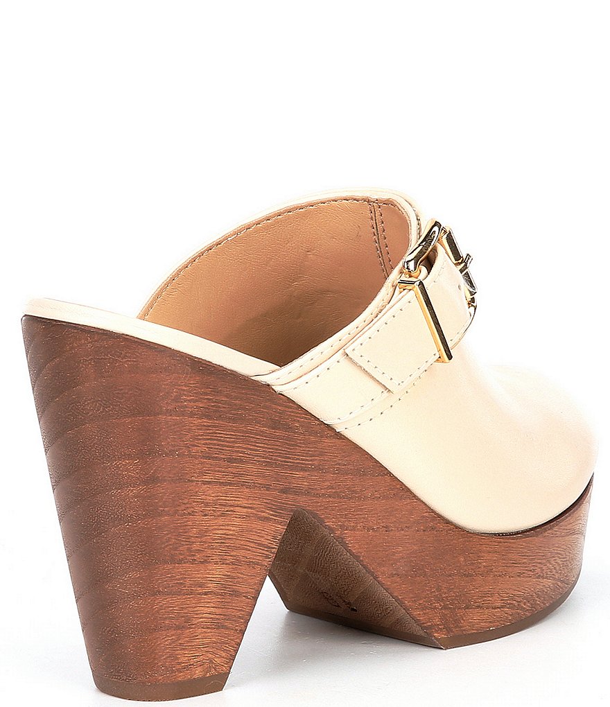Schutz Nikyta Leather Buckled Strap Platform Mule Clogs