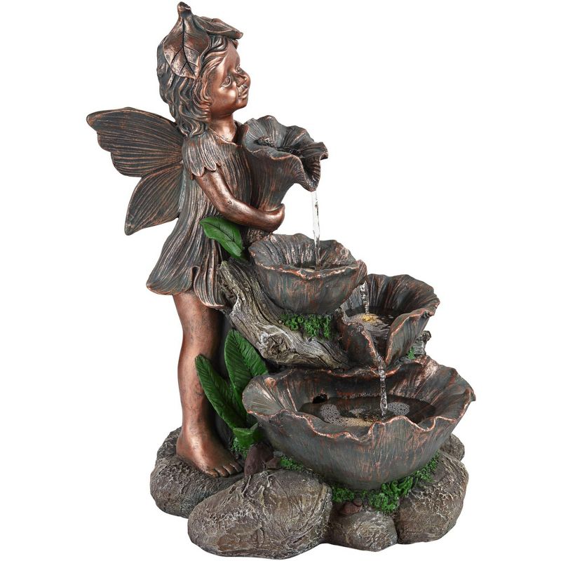 John Timberland Outdoor Cascading Water Fountain with Light LED 24" High Fairy for Garden Patio Yard Deck Home Lawn Porch House