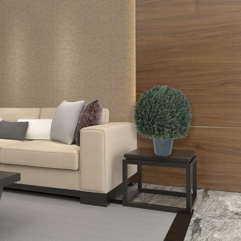 Vickerman 24" Artificial UV Resistant Pond Cypress Topiary in Two Tone Green Pot.