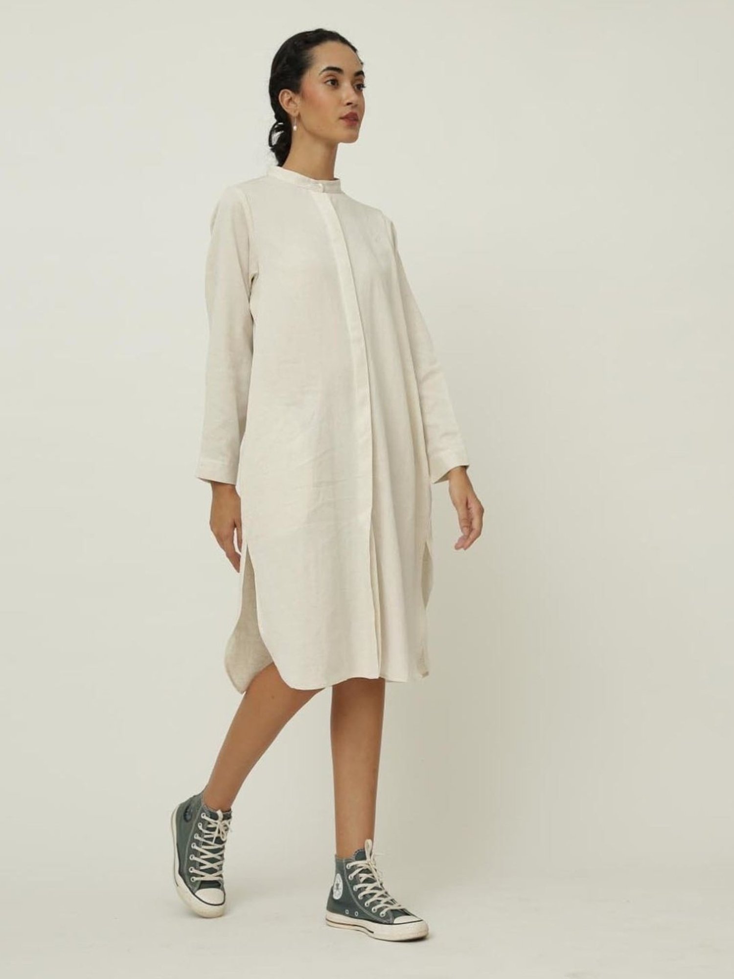 Saltpetre Elegant Linen Cream Long Shirt