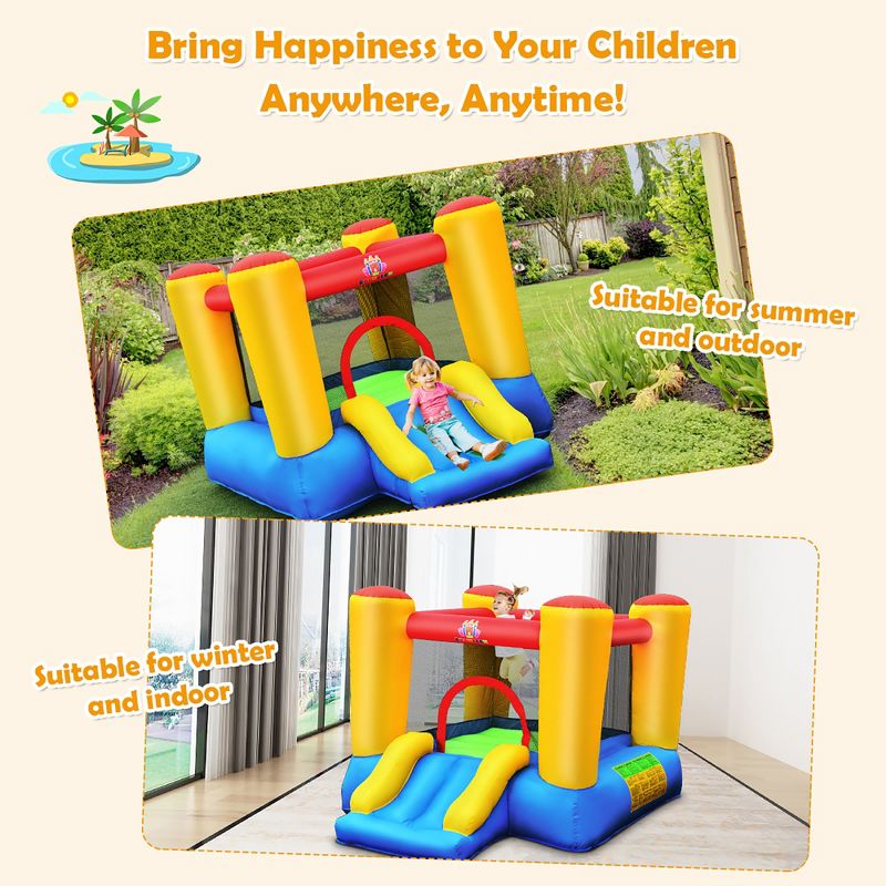 Costway Inflatable Bouncer Kids Bounce House Jumping Castle Slide w/ 480W Blower