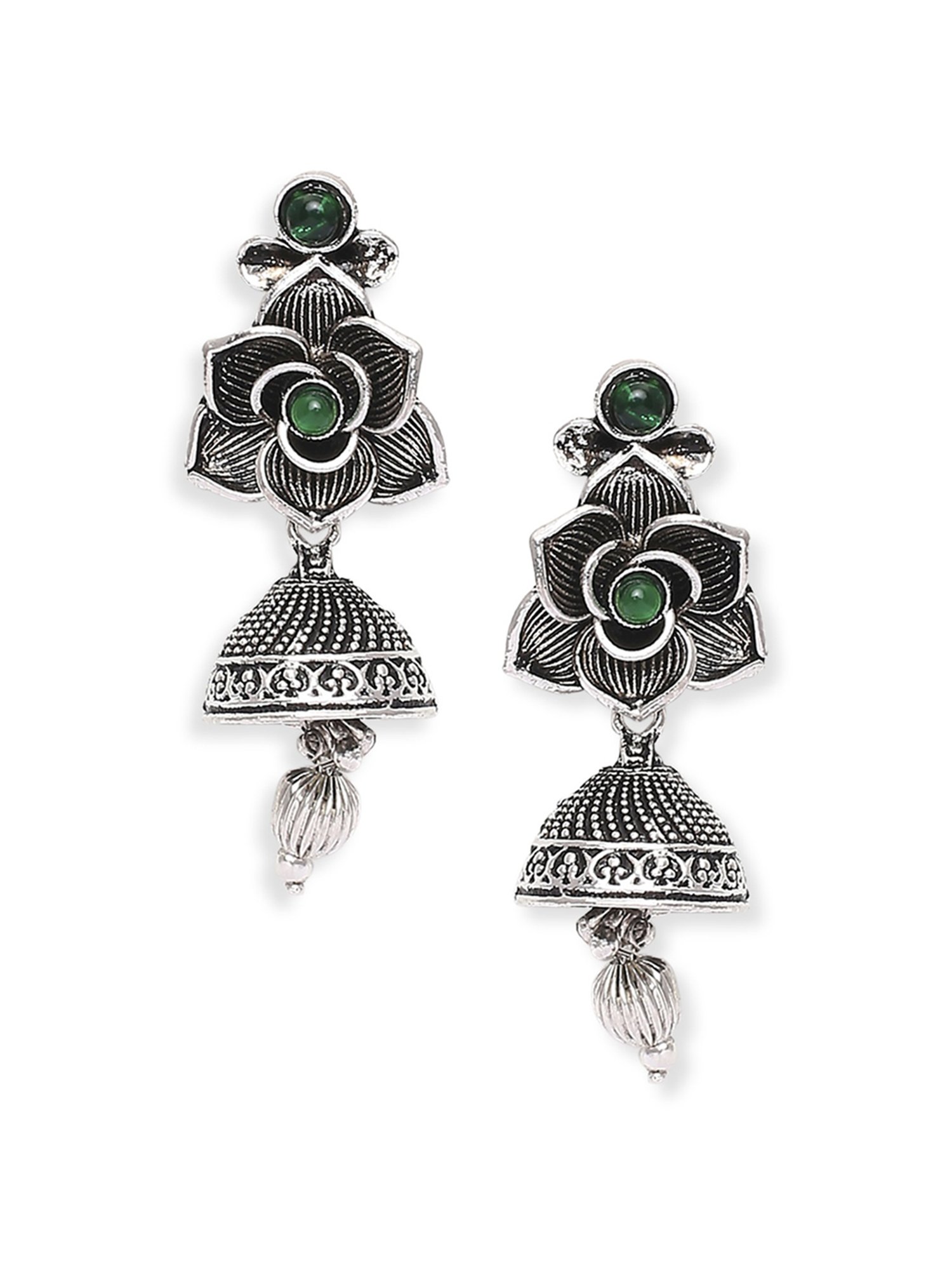 Oomph Oxidised Silver Ethnic Necklace & Earring Set