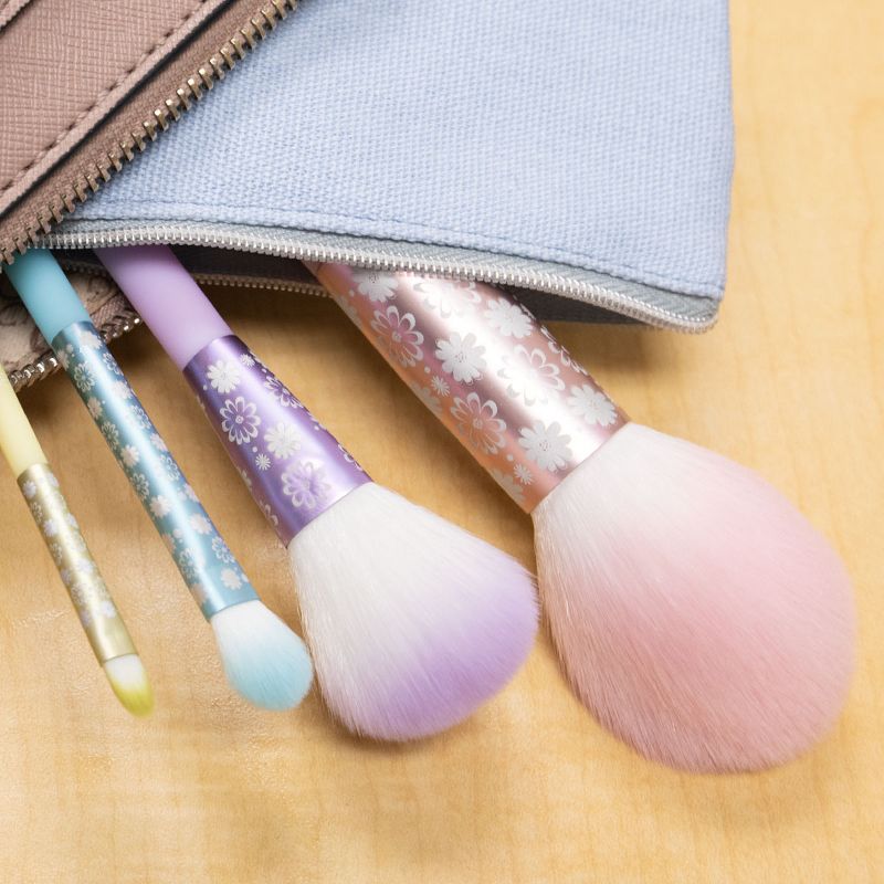 MODA Brush Posh Pastel 5pc Complete Face Makeup Brush Set, Includes - Pointed Blush, Highlighter, Shader, and Lip Brushes