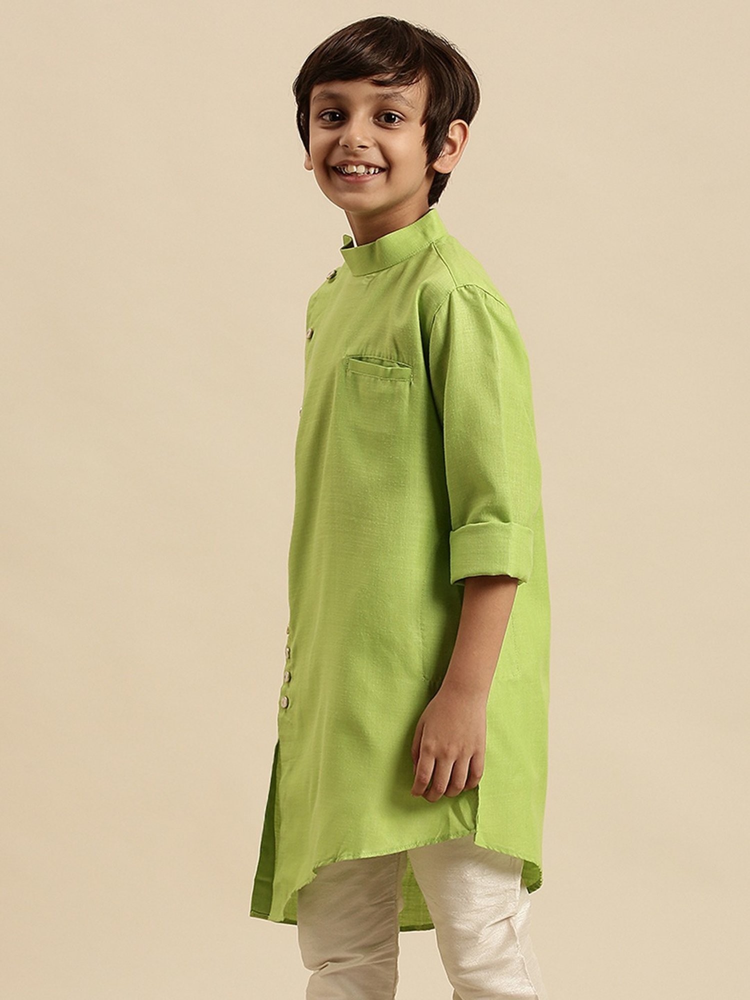 Sanwara Kids Light Green Cotton Kurta