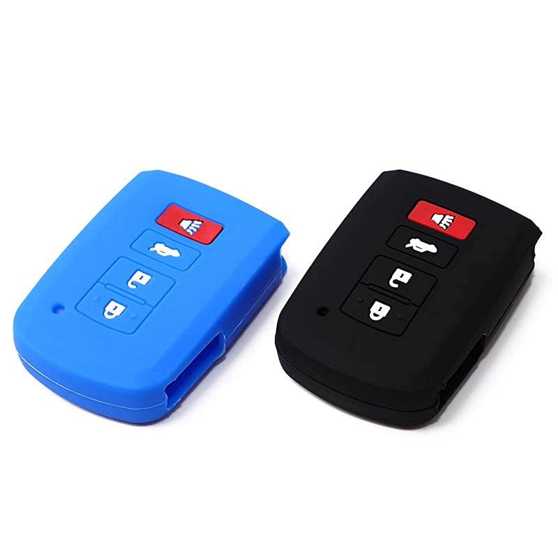 Black Blue Silicone Key Fob Cover Fits 2017 2018 2019 Toyota Camry Rav4 Highlander Smart Key Remote