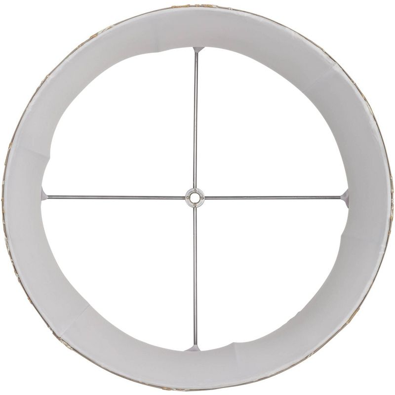 Springcrest Khaki Floral Linen Medium Drum Lamp Shade 14" Top x 15" Bottom x 11" High (Spider) Replacement with Harp and Finial