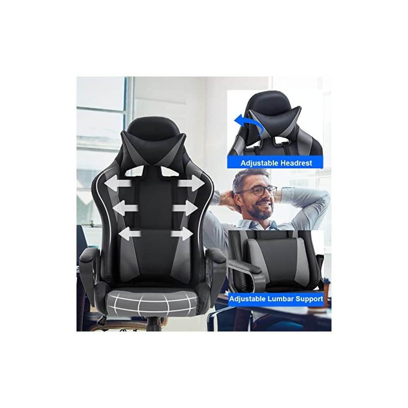 Gaming Chair Ergonomic Office Chair Cheap Desk Chair Executive Task Computer Chair Back Support Modern Executive Adjustable Arms Rolling Swivel Chair for Women, Men
