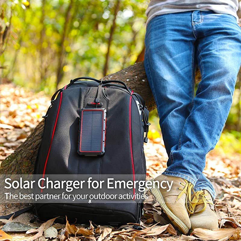 Solar Power Bank  20000mAh Portable Solar Charger with Dual USB 3A Output PortLED Light and External Battery Pack Solar Phone Charger Fast Charging for Smartphone and More