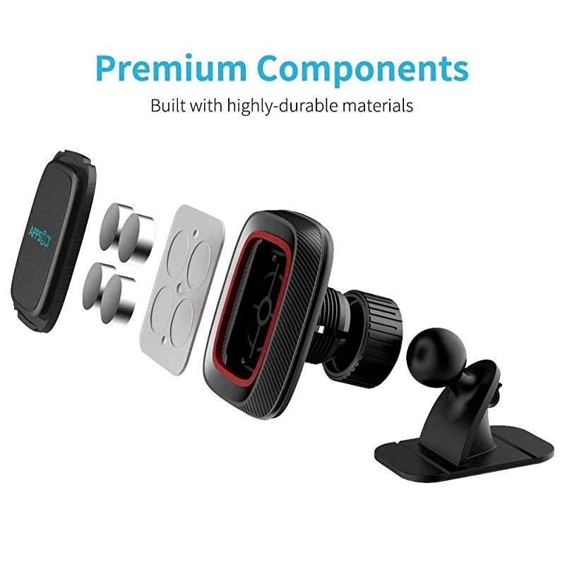 2 Pack] Magnetic Phone Car Mount,  Sturdy Stick-on Cell Phone Holder Car Built-in Amazing Strong Magnets, Hands Free Magnetic Car Phone Holder Mount with Strong VHB Adhesive Mounting