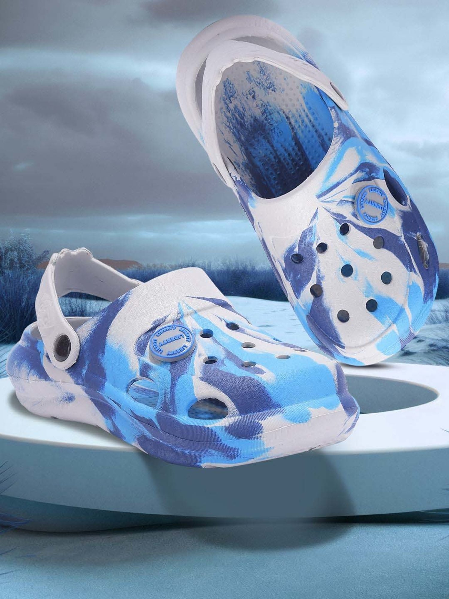 Lucy&Luke By Liberty Kids ALEX-02E Navy & White Back Strap Clogs