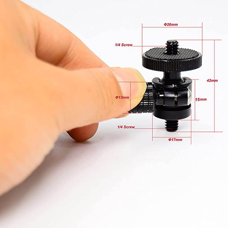 Mini Ballhead Camera Tripod Ball Head Mount and 1/4 to 1/4 Connector (1/4 to 1/4 Connector)