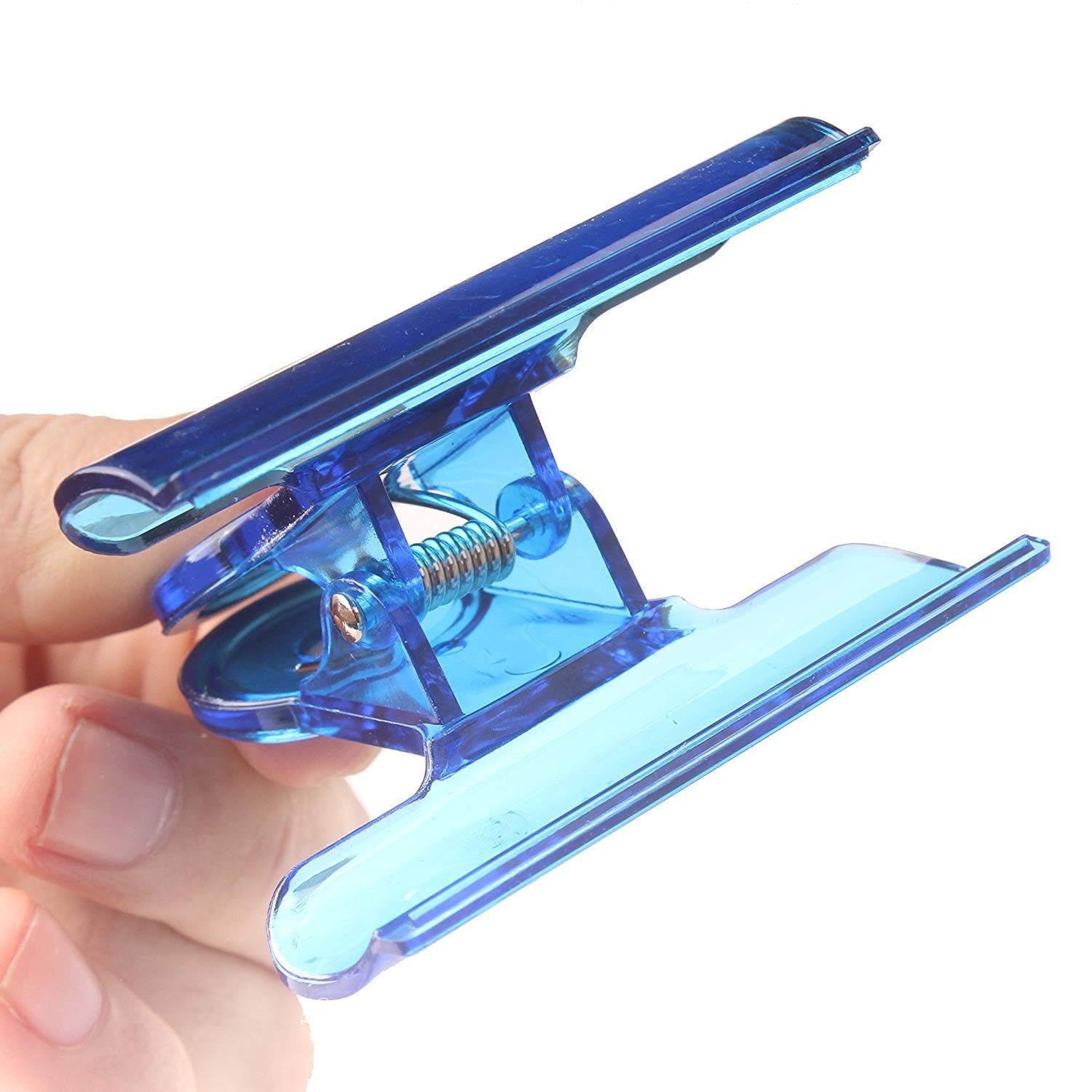 12 Pcs Translucent Plastic Clip Bulldog Binder Paper Clamps for Home Office School Shop Supplies for File Picture Photo Food Bags, 2 Inch