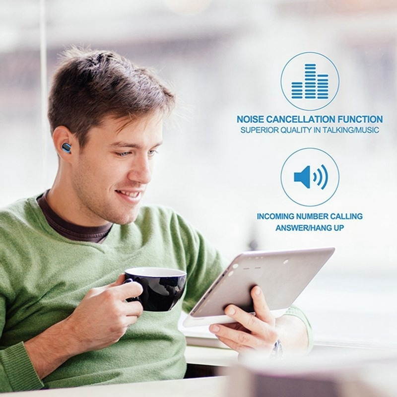 Zgeer Bluetooth 5.0 Wireless Headset Ultra Mini Portable Earphone Stereo Single Earbud with Charging Box